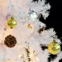 Albero di Natale Artificiale con Palline e LED 210 cm Bianco