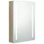 Armadietto Bagno con Specchio e LED Bianco e Rovere 50x13x70 cm