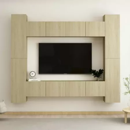 Set Porta TV 8 pz Rovere Sonoma in Truciolato