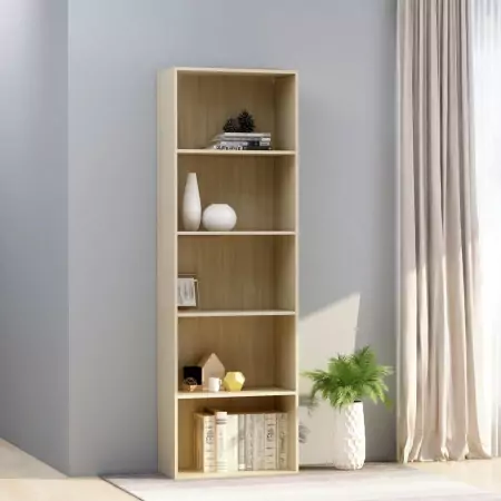 Libreria a 5 Ripiani Rovere Sonoma 60x30x189 cm in Truciolato