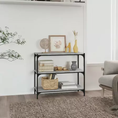 Libreria grigio sonoma 80x33x70,5cm Legno Multistrato e Acciaio