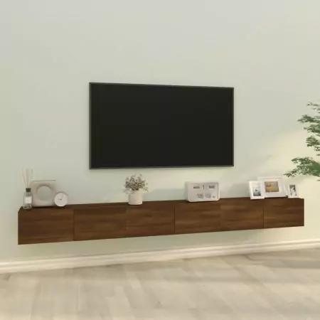 Set Mobili Porta TV 3 pz Rovere Marrone in Legno Multistrato