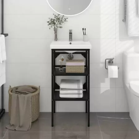 Struttura per Lavabo da Bagno Nera 40x38x83 cm in Ferro