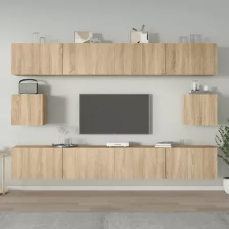 Set di Mobili Porta TV 6 pz Rovere Sonoma in Legno Multistrato