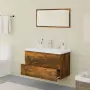 Set di Mobili da Bagno Rovere Fumo in Legno Multistrato