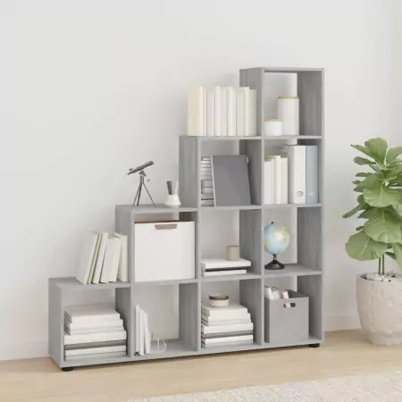 Libreria a Scala Grigio Sonoma 142 cm in Legno Multistrato