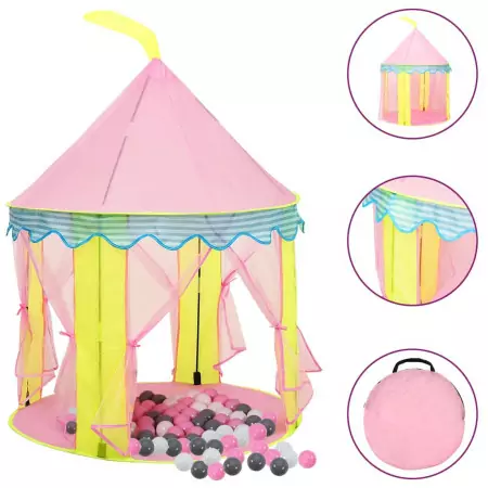 Tenda da Gioco per Bambini Rosa con 250 Palline 100x100x127 cm