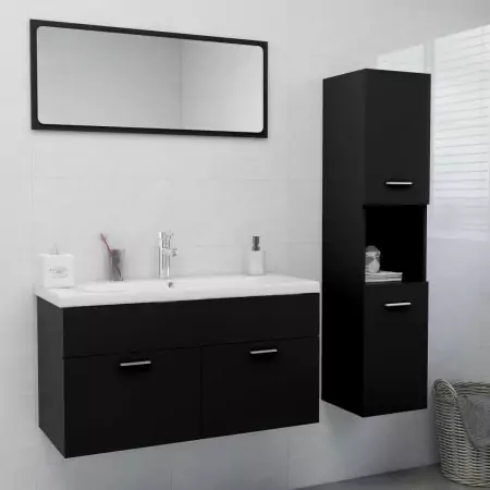 Set Mobili da Bagno Nero in Truciolato