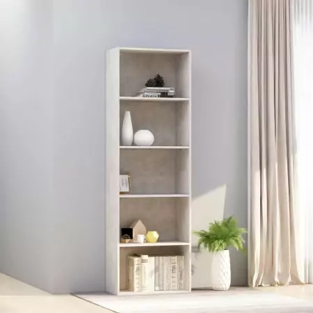 Libreria a 5 Ripiani Grigio Cemento 60x30x189 cm in Truciolato