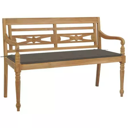 Panca Batavia con Cuscino Talpa 120 cm in Massello di Teak