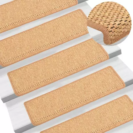 Tappeti Autoadesivi Scale Aspetto Sisal 15pz 65x25 cm Arancione