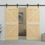 Porta Scorrevole con Set Hardware 90x210 cm in Legno di Pino