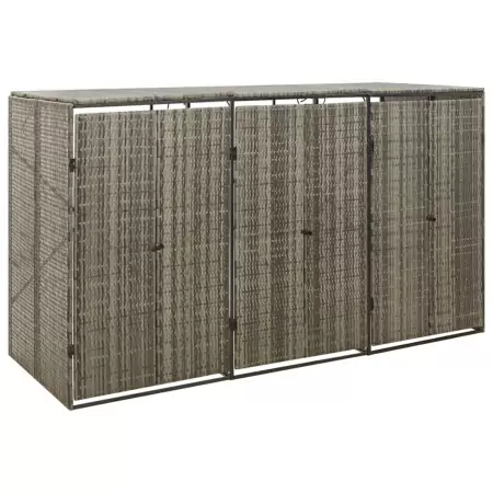 Copribidone Triplo Grigio 207x80x117 cm in Polyrattan