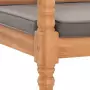 Panca Batavia con Cuscino Grigio Scuro 120 cm Massello di Teak