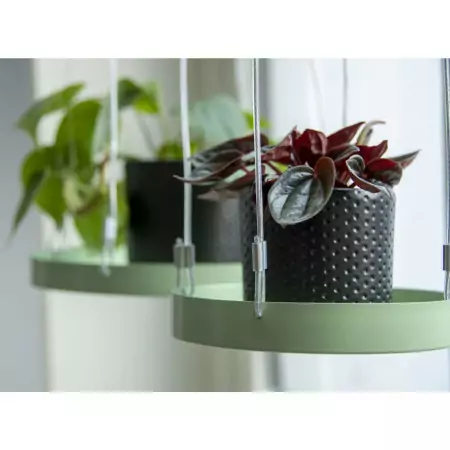 Esschert Design Vassoio Sospeso per Piante Rotondo Verde S