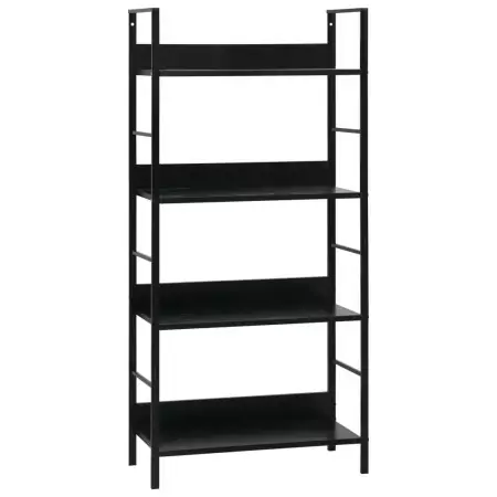 Libreria a 4 Ripiani Nera 60x27,6x124,5 cm in Truciolato