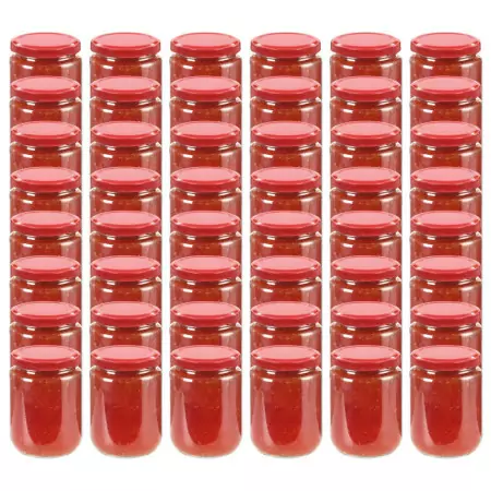 Vasi per Marmellata in Vetro Coperchio Rosso 48 pz 230 ml