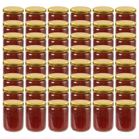 Vasi per Marmellata in Vetro Coperchio Oro 48 pz 230 ml