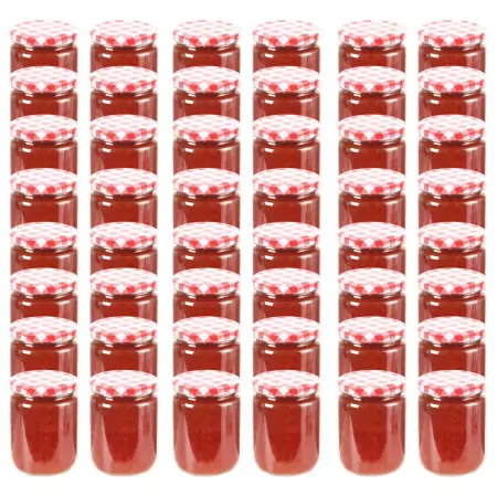 Vaso Marmellata in Vetro Coperchio Bianco e Rosso 48 pz 230 ml