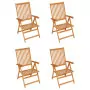 Sedie da Giardino 4 pz con Cuscini Beige Massello di Teak