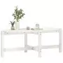 Tavolino da Salotto Bianco 118x63x45 cm Legno Massello di Pino