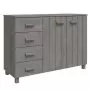 Credenza Grigio Chiaro 113x40x80 cm in Legno Massello di Pino