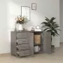 Credenza Grigio Chiaro 113x40x80 cm in Legno Massello di Pino