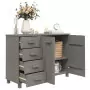 Credenza Grigio Chiaro 113x40x80 cm in Legno Massello di Pino