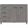 Credenza Grigio Chiaro 113x40x80 cm in Legno Massello di Pino