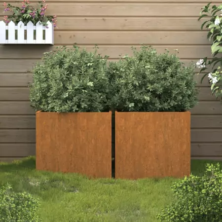 Fioriere 2 pz Grigie 42x40x39 cm Acciaio Corten