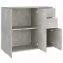 Credenza Grigio Cemento 91x29,5x75 cm in Legno Multistrato