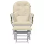 Poltrona Glider con Sgabello Bianco Crema in Tessuto