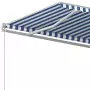 Tenda da Sole Retrattile Automatica con Pali 4x3 m Blu e Bianca