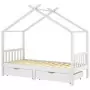 Giroletto Bambini con Cassetti Bianco Pino Massello 90x200 cm