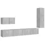 Set Porta TV 4 pz Grigio Cemento in Truciolato