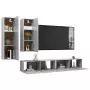 Set Porta TV 4 pz Grigio Cemento in Truciolato