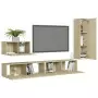 Set Porta TV 4 pz Rovere Sonoma in Truciolato