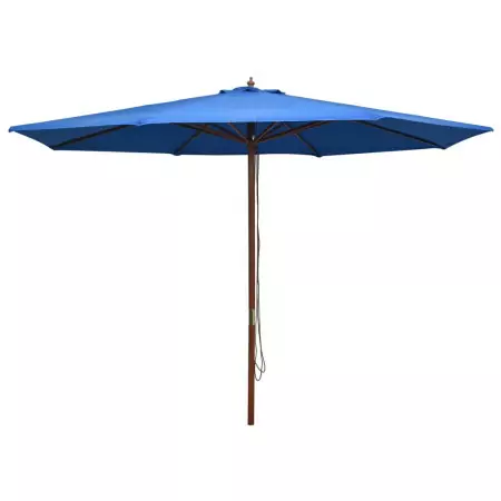 Ombrellone da Esterni con Palo in Legno 350 cm Blu