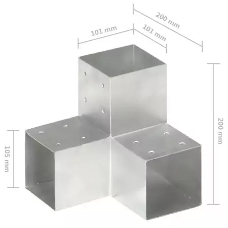 Connettori Pali a Forma di Y 4 pz in Metallo Zincato 101x101 mm