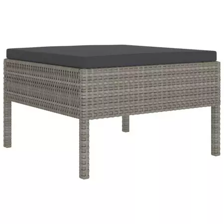 Set Divani da Giardino 8 pz con Cuscini in Polyrattan Grigio