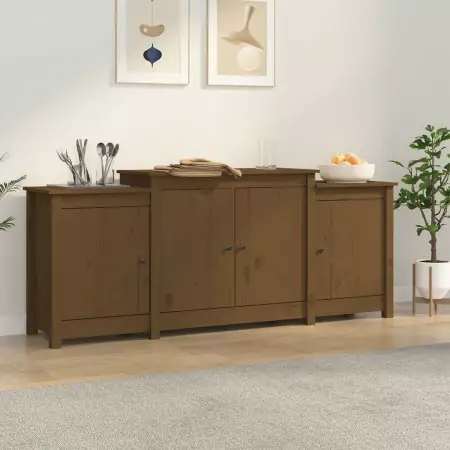 Credenza Marrone Miele 164x37x68 cm in Legno Massello di Pino