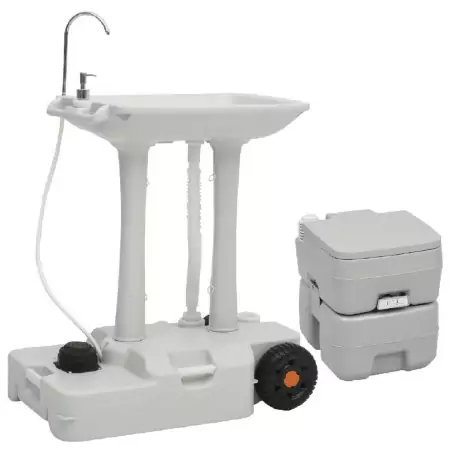 Set Toilette da Campeggio Portatile e Supporto Lavamani