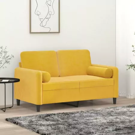 Cuscini Decorativi 2 pz Giallo Ø15x50 cm in Velluto