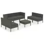 Set Divani da Giardino 8 pz con Cuscini in Polyrattan Grigio