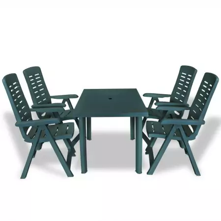 Set da Pranzo da Giardino 5 pz in Plastica Verde