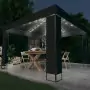 Gazebo con Tetto Doppio e Stringa di Luci LED 3x3 m Antracite