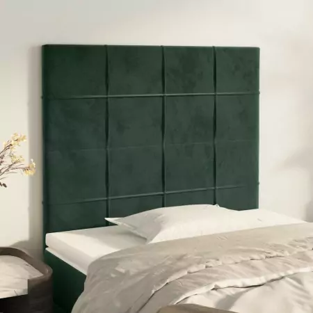 Testiera 2 pz Verde scuro 90x5x78/88 cm in Velluto