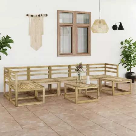 Set Divani da Giardino 8 pz in Legno di Pino Impregnato Verde