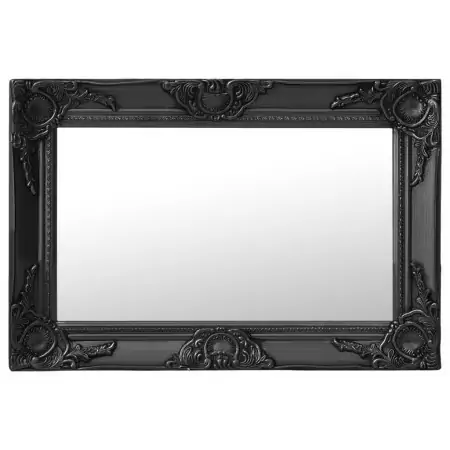 Specchio da Parete Stile Barocco 60x40 cm Nero