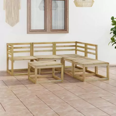 Set Divani da Giardino 6 pz in Legno di Pino Impregnato Verde